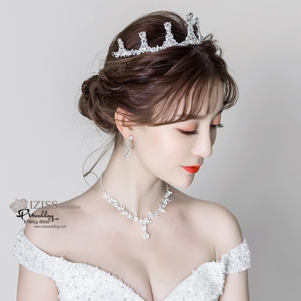 AC006 **พรีออเดอร์**เทียร่า มงกุฎเพชร ต่างหู สร้อยคอเจ้าสาว ชุดเครื่องประดับเจ้าสาวสวยหรูดุจเจ้าหญิง