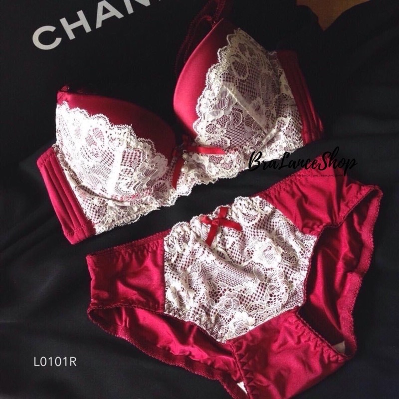 BLS✿0101 Setบรา+กกน. งานลูกไม้ผสมผ้าซาตินนำเข้า