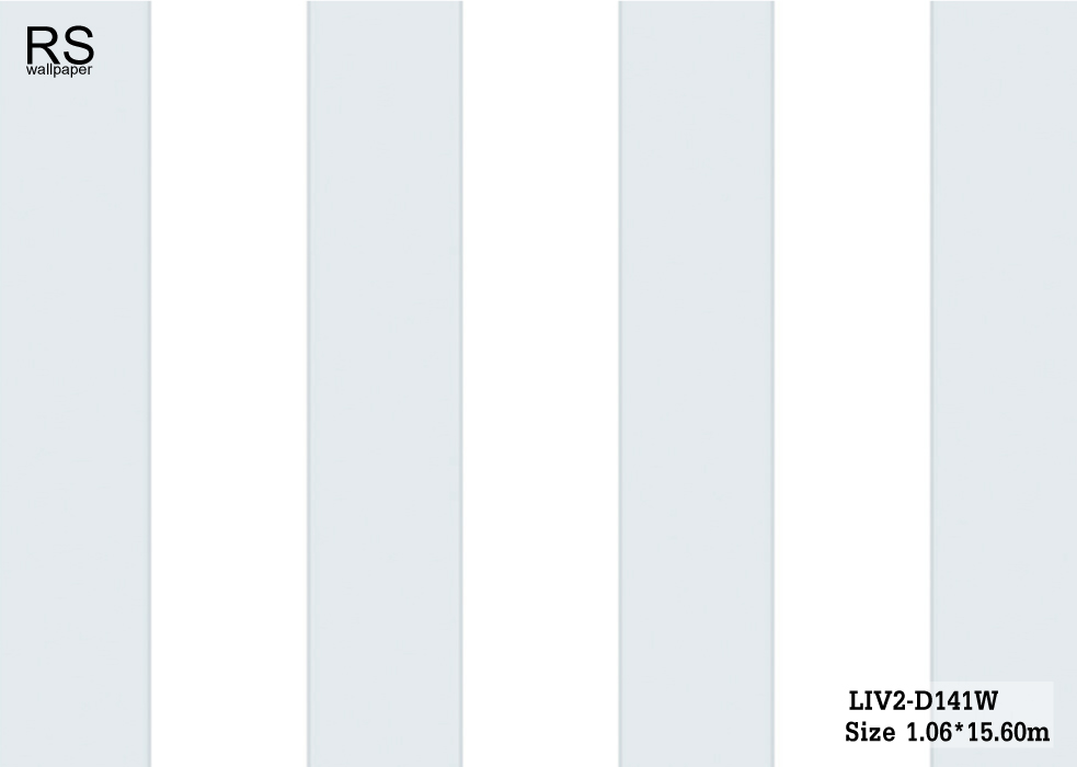วอลเปเปอร์ ลายทาง สีขาวฟ้าขอบสีเงิน ระยะห่างกัน 6 เซ็นติเมตร LIV2-D141W