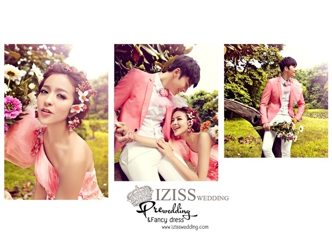 PW026 - **พร้อมส่งชุดผญ.สีชมพู+ชุดผช.สีส้มพาสเทล** ชุดคู่ถ่ายพรีเวดดิ้ง (prewedding dress) & ชุดแต่งงานแฟนซี (Fancy wedding dress)ชายหญิง "ธีมสีชมพูโอโรส"