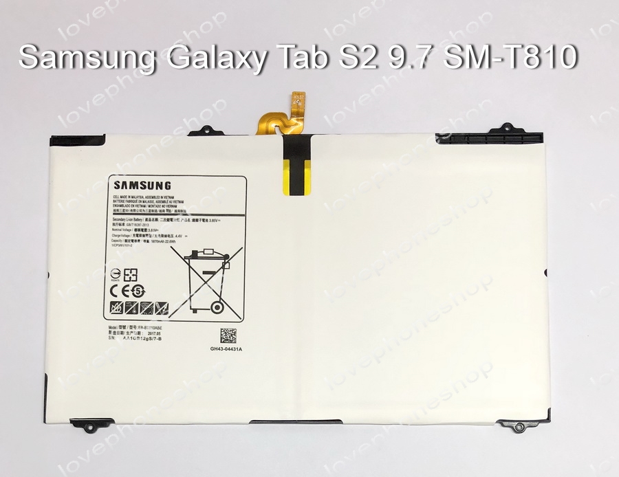 แบตเตอรี่ แท้ Samsung GALAXY Tab S2 9.7 - T810,T815,T819 (EB-BT810ABE) ความจุ 5870mAh (ส่งฟรี)