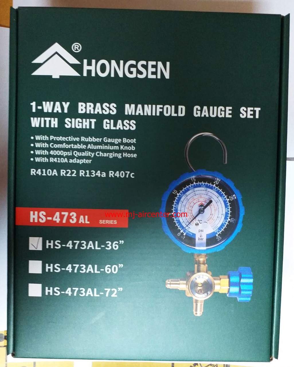เกจ์เดี่ยว HONGSEN R22+R410 พร้อมสาย 36" (HS-473AL)