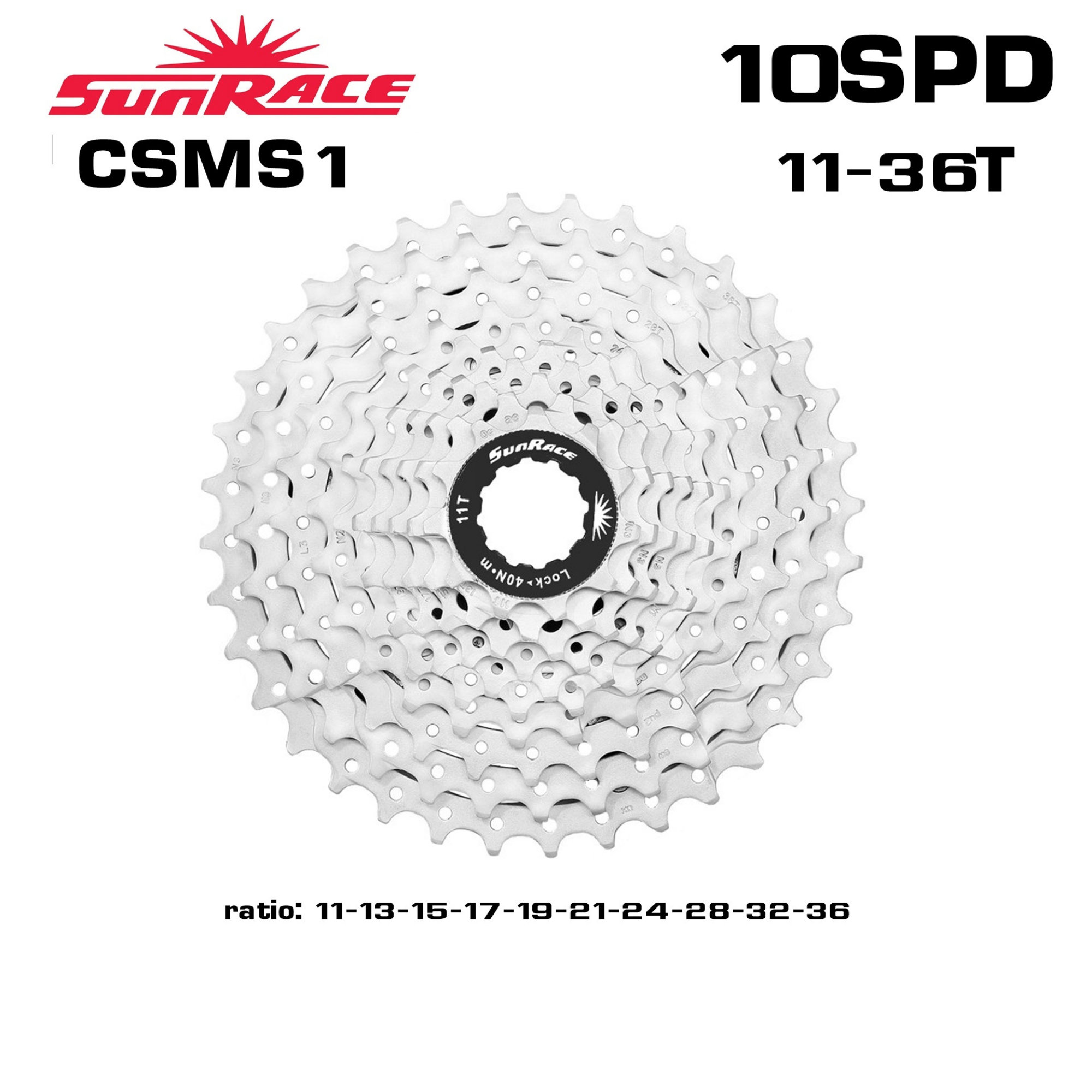 เฟืองจักรยาน SUNRACE 10 SPD รุ่น CSMS1 ขนาด 11-36T