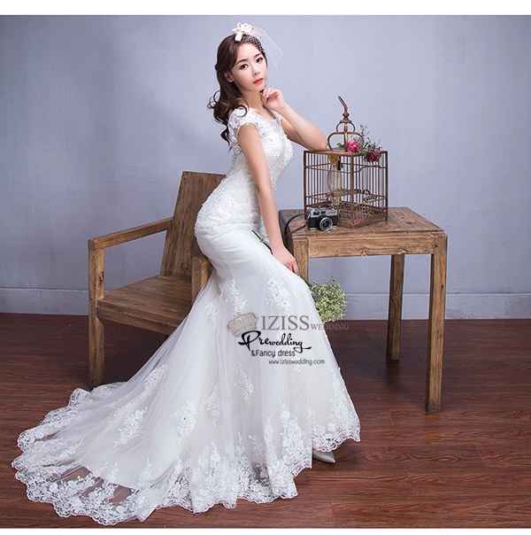 BR248 **พรีออเดอร์**ชุดแต่งงาน&ชุดเจ้าสาวแบบยาวสีขาวเกรดพรีเมี่ยม เปิดไหล่ มีแขน หรูหราน่ารัก สวยโดดเด่นไม่ซ้ำใคร