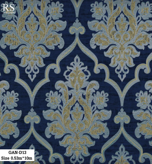 วอลเปเปอร์ ลายหลุยส์คลาสสิค สีน้ำเงิน GAN-D13