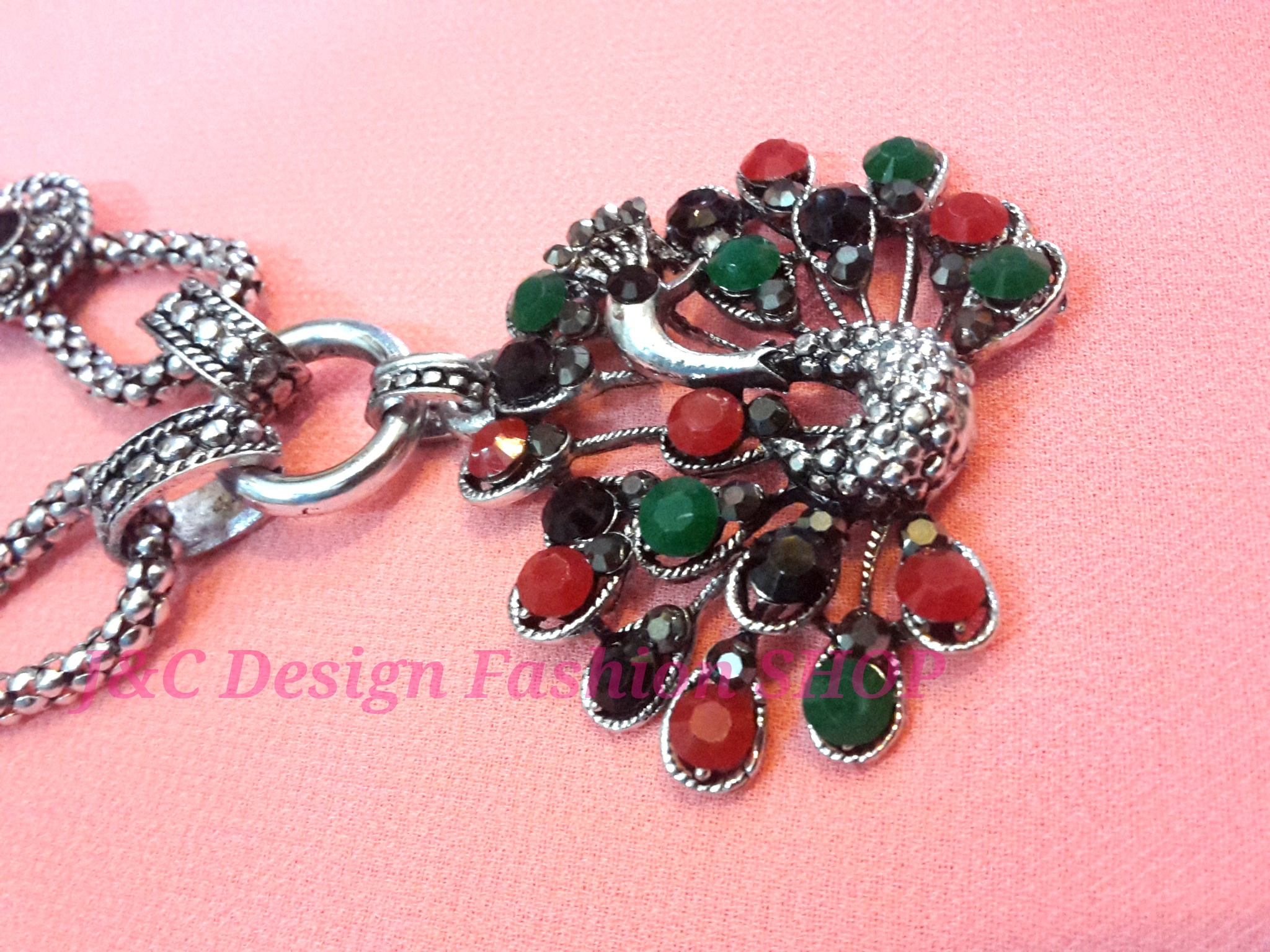 สร้อยคอใส่กับผ้าไทย สร้อยคอใส่กับผ้าซิ่น สร้อยคอการแสดงเงิน สร้อยคอโลหะสีเงินรมดำ