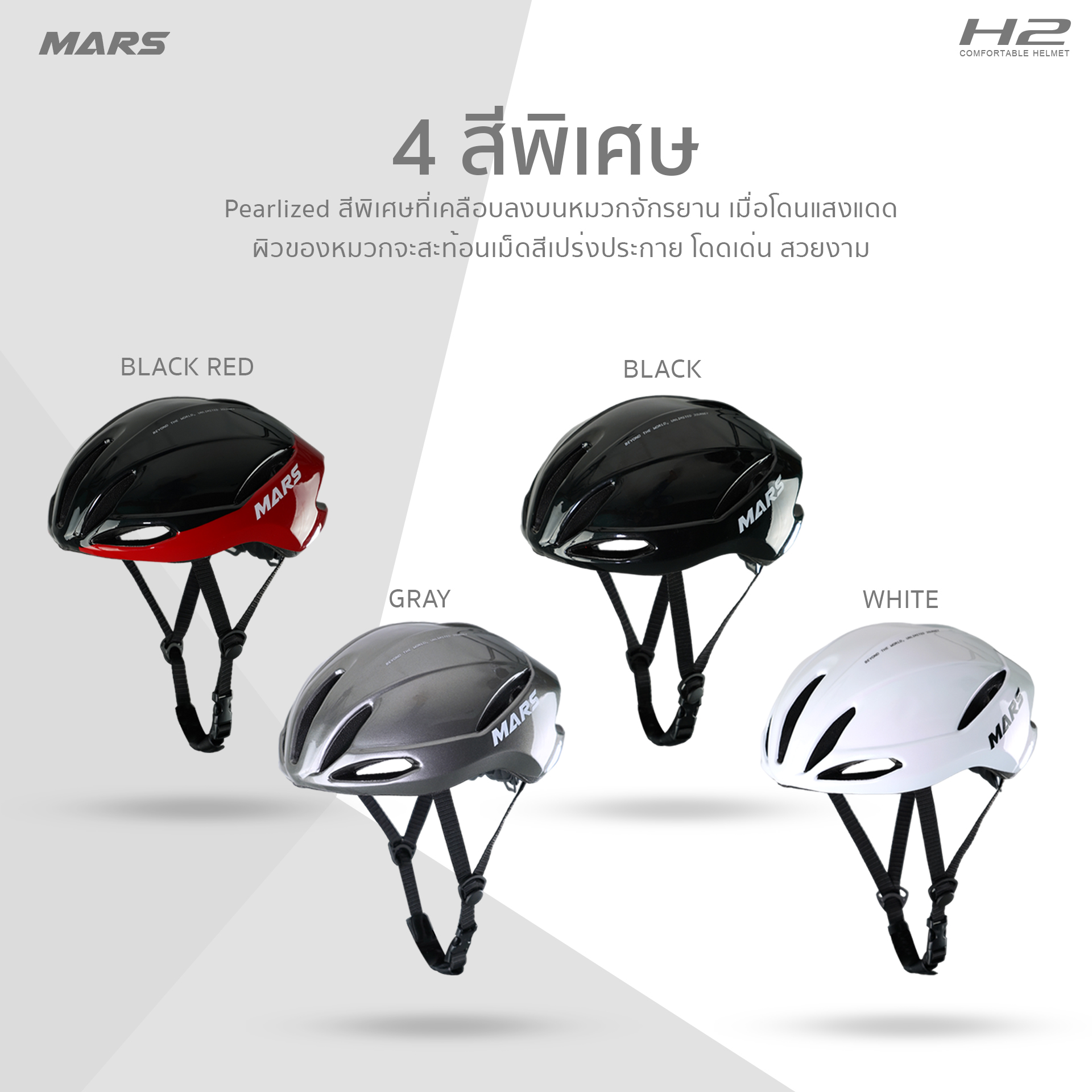 หมวกกันน็อคจักรยานแบรนด์ MARS รุ่น H2 ทรง Aerodynamic