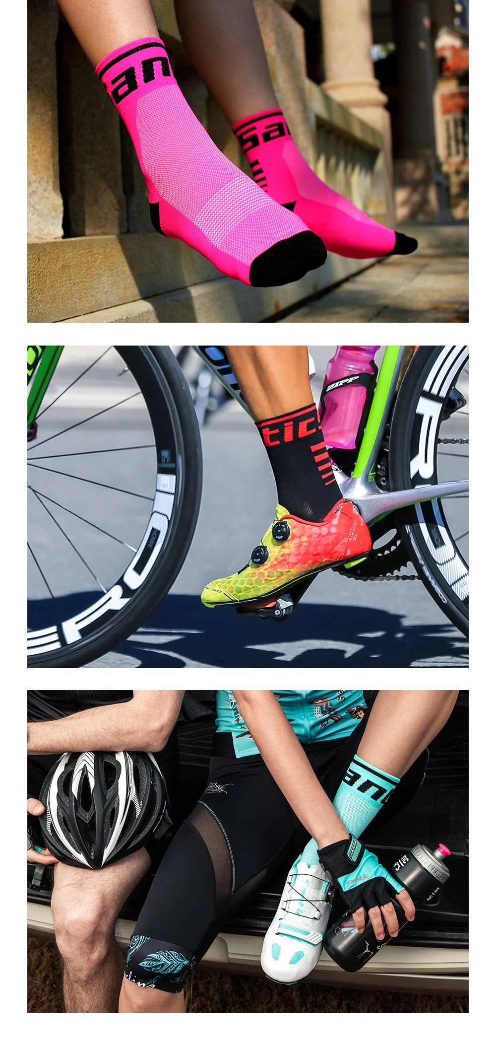 ถุงเท้าปั่นจักรยาน ออกกำลังกาย SANTIC