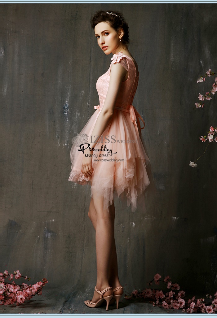 ฺBM0109 - พรีออเดอร์ ชุดเพื่อนเจ้าสาวราตรีสั้นสีครีมและสีโอโรส สวยมากๆค่ะ