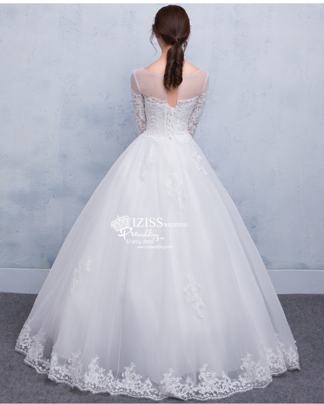 BR232 **พรีออเดอร์**ชุดแต่งงาน&ชุดเจ้าสาวแบบยาวสีขาวเกรดพรีเมี่ยม เปิดไหล่ มีแขน หรูหราน่ารัก สวยโดดเด่นไม่ซ้ำใคร