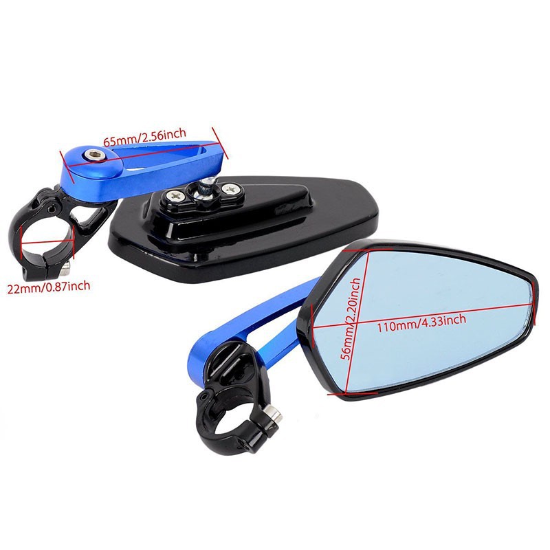 กระจกติดมอเตอร์ไซต์ จักรยาน อลูมิเนียม กระจกสีฟ้า THAIBIKE