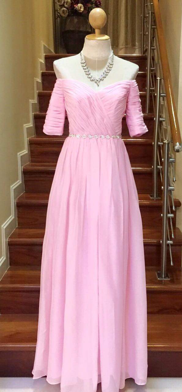 ชุดออกงาน ชุดราตรี เพื่อนเจ้าสาว เดรสไปงาน แบบมีแขนน่ารักสไตนเกาหลี