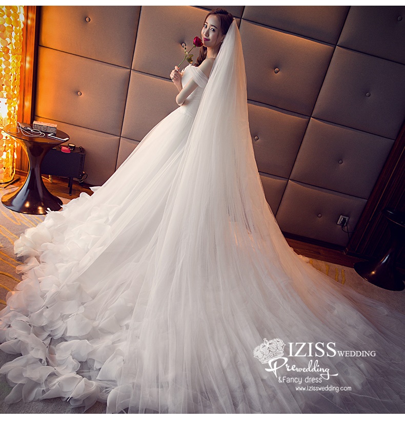 BR333 **พรีออเดอร์**ชุดแต่งงาน&ชุดเจ้าสาวแบบยาวอลังการ สีขาวเกรดพรีเมี่ยม หรูหราน่ารัก สวยโดดเด่นไม่ซ้ำใคร