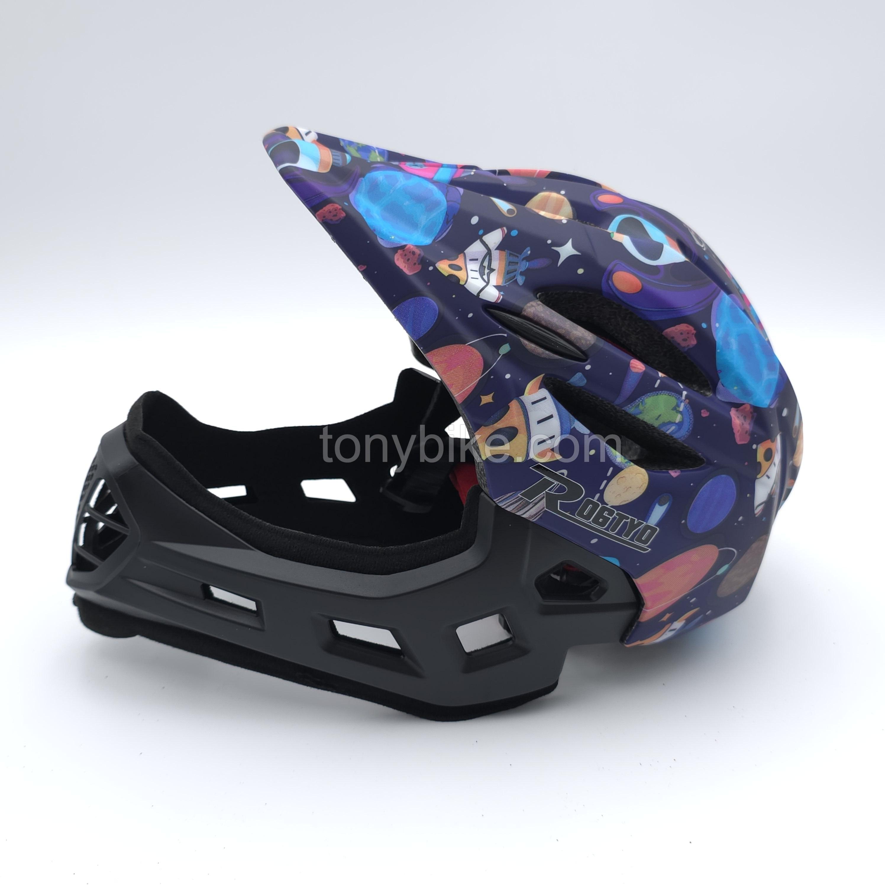 หมวกจักรยานเด็ก เต็มใบ สีฟ้า ลายอวกาศ 46-53 ซม. สำเนา