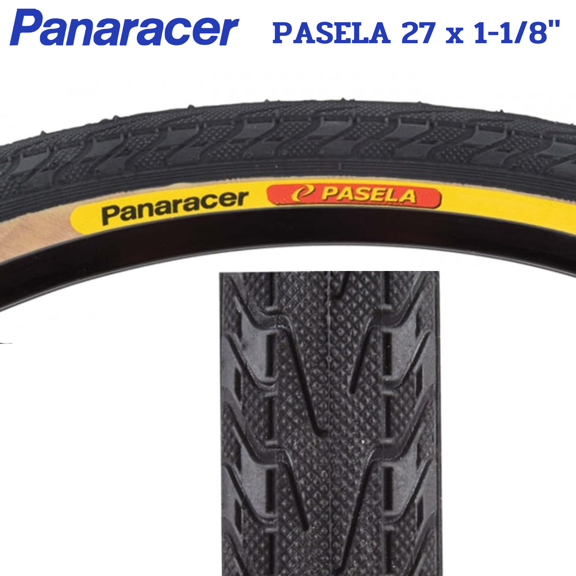 ยางนอกจักรยานขอบลวด Panaracer Pasela 27X1-1/8 แก้มแก้ว แก้มดำ