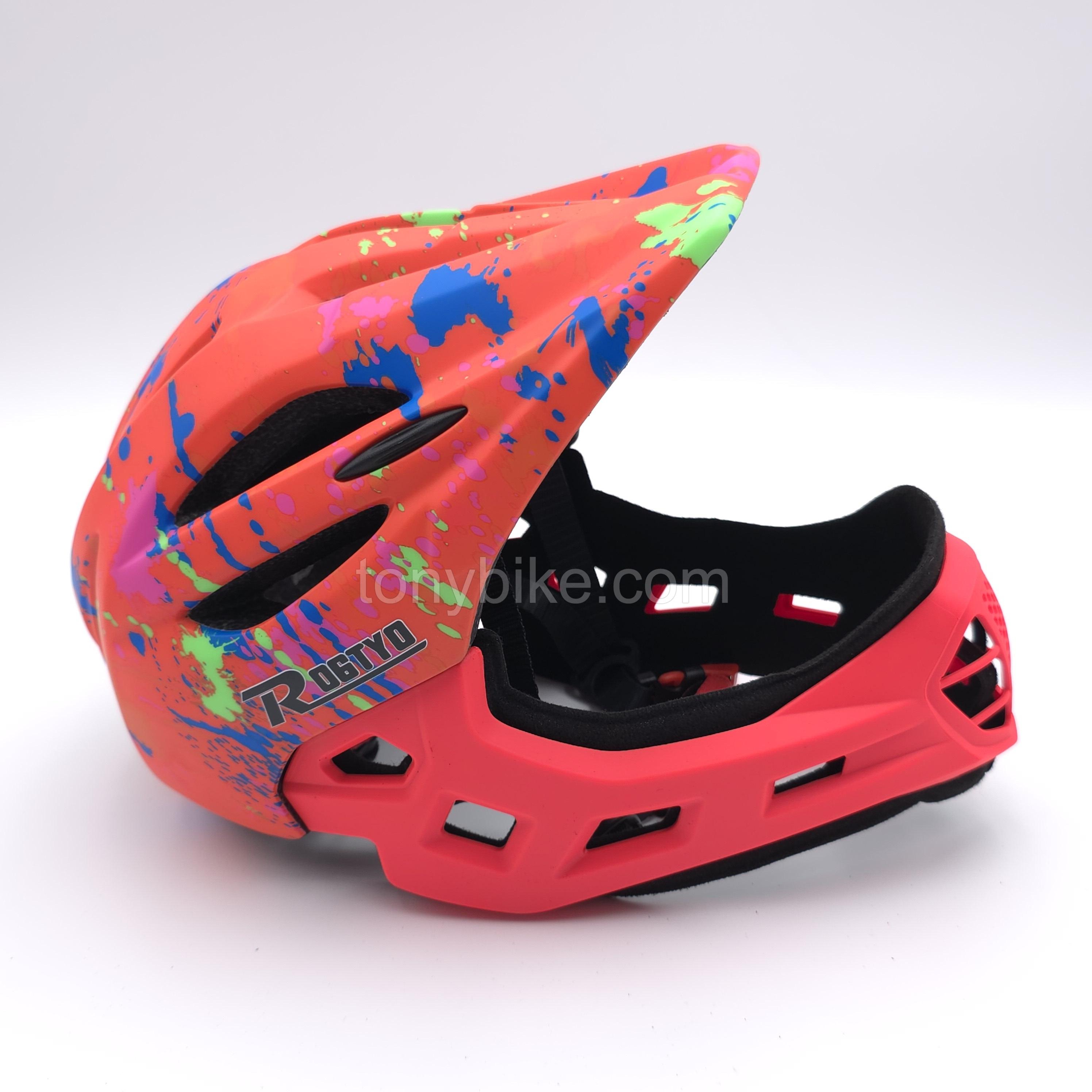 หมวกจักรยานเด็ก เต็มใบ สีแดง เพ้นท์สี 46-53 ซม.