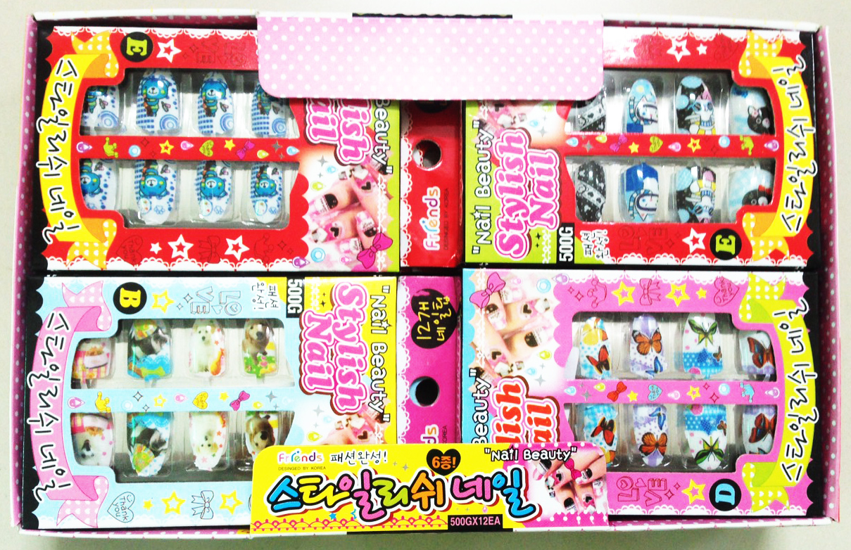 เล็บปลอมการ์ตูนกล่องเกาหลี (เล็ก)