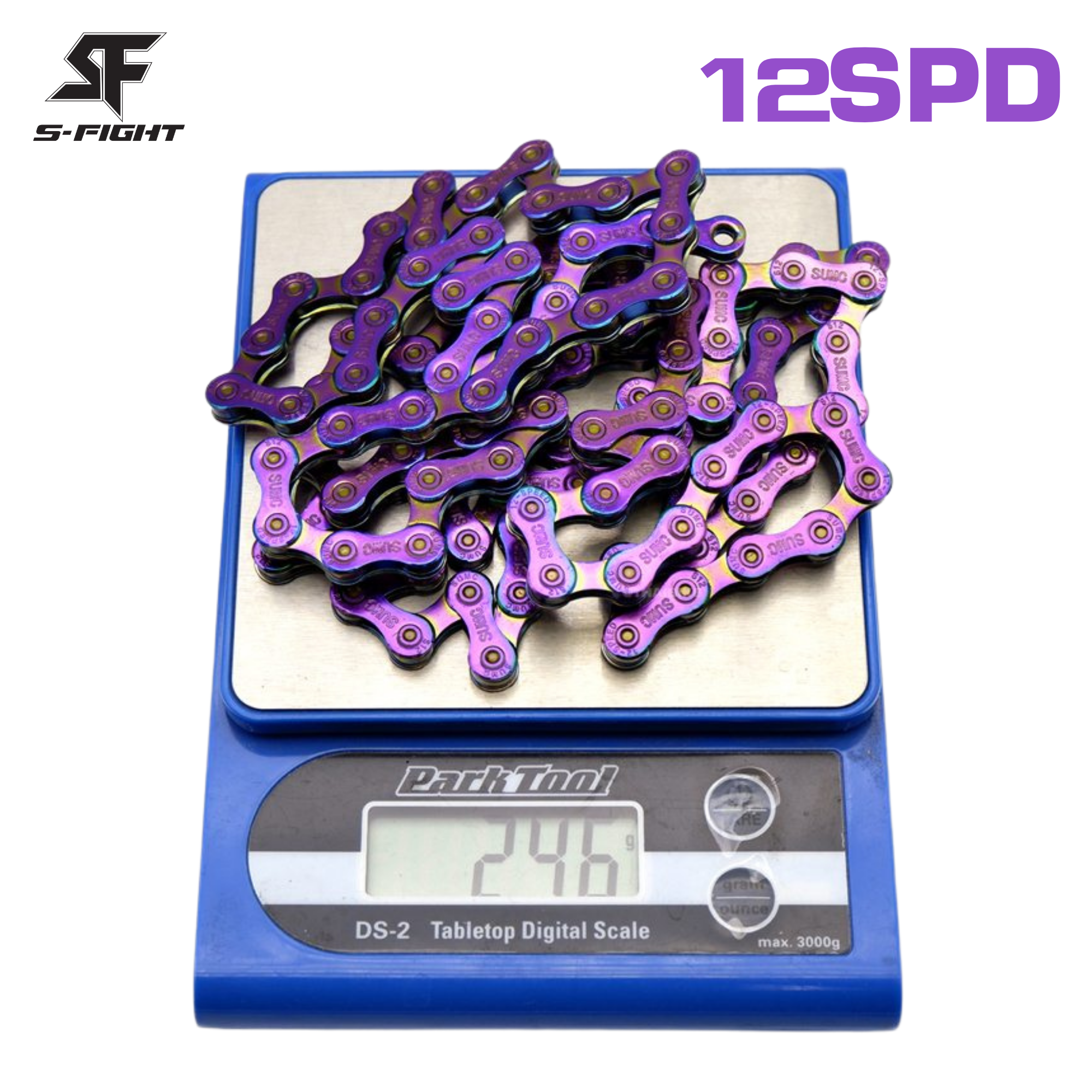 โซ่จักรยาน SUMC S-FIGHT 12SPD สีรุ้ง น้ำหนักเบา for SHIMANO, CAMPAGNOLO AND SRAM