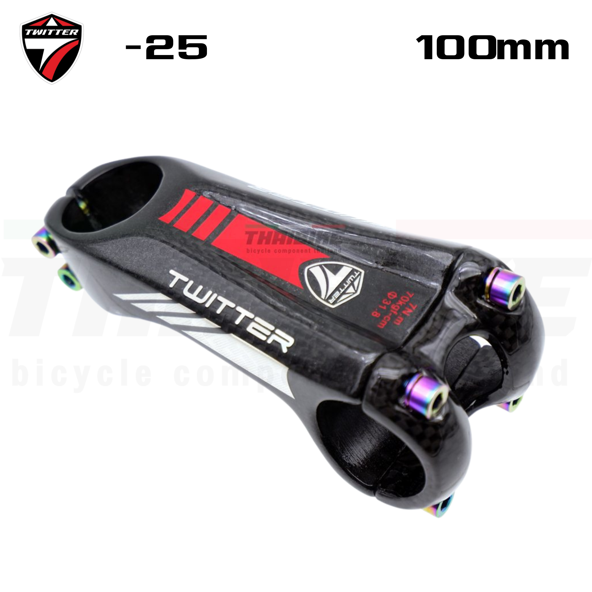 สเต็มจักรยานแบบฟูลคาร์บอน T.WITTER +-25X100มม. น็อตไทเทเนี่ยม