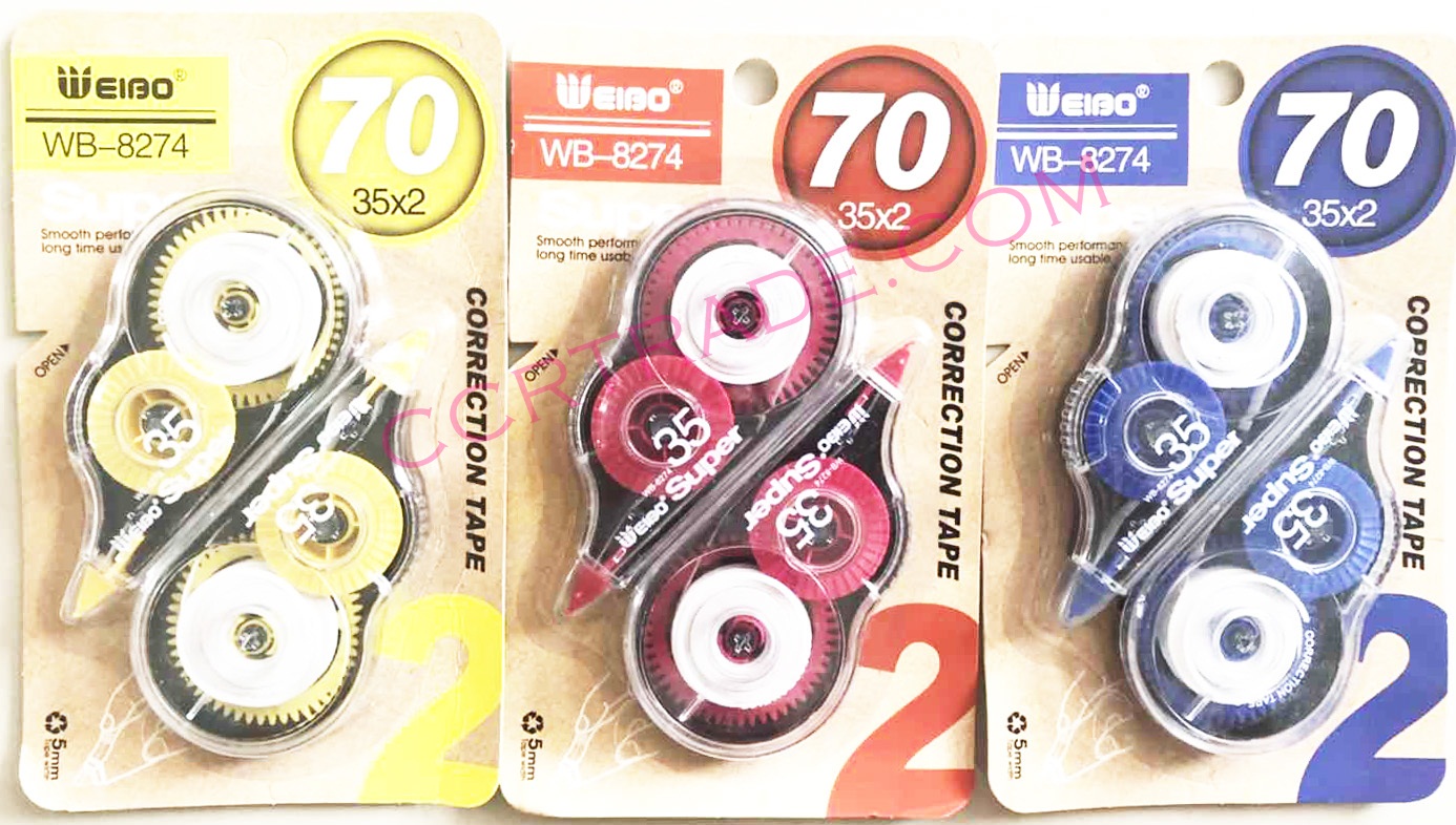 เทปลบคำผิดสีใส 35 ม. 2 ชิ้นแผง 17 ซม.