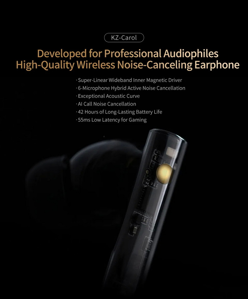KZ Carol หูฟัง TWS บลูทูธ 5.3 ไดรเวอร์ Dynamic สวมใส่สบาย เสียงดี ประกันศูนย์ไทย