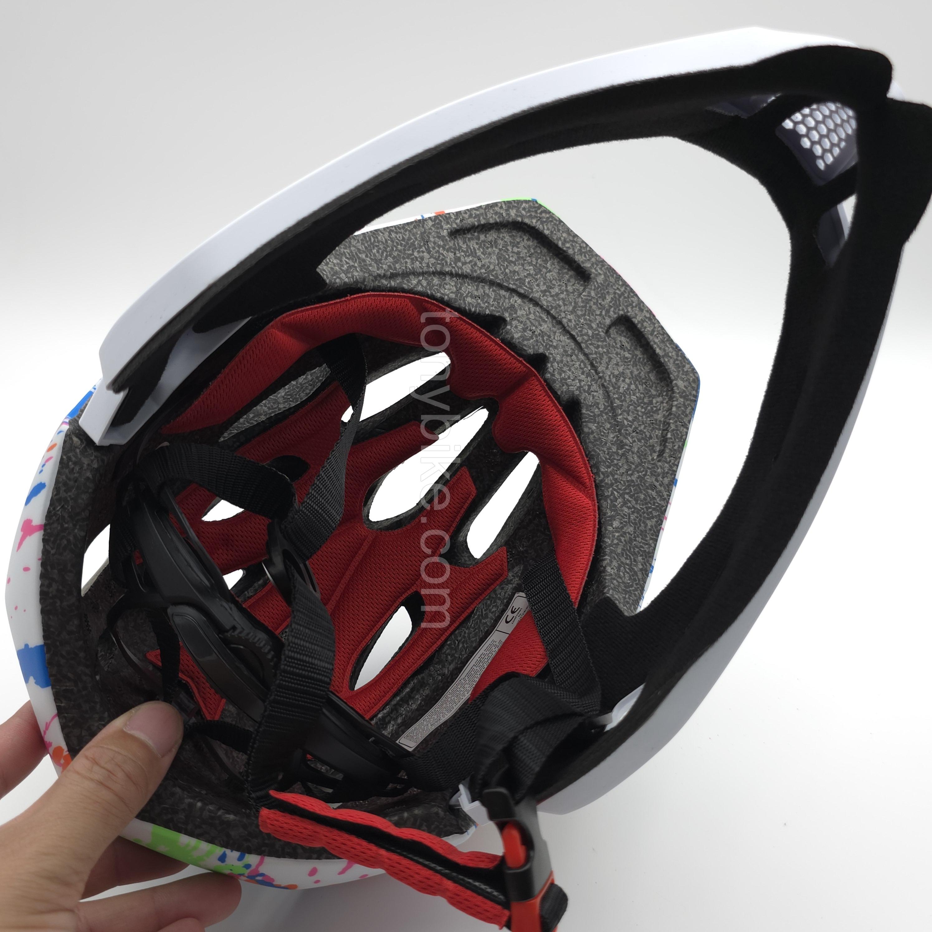 หมวกจักรยานเด็ก เต็มใบ สีขาว ลายเพ้นท์สี 46-53 ซม.