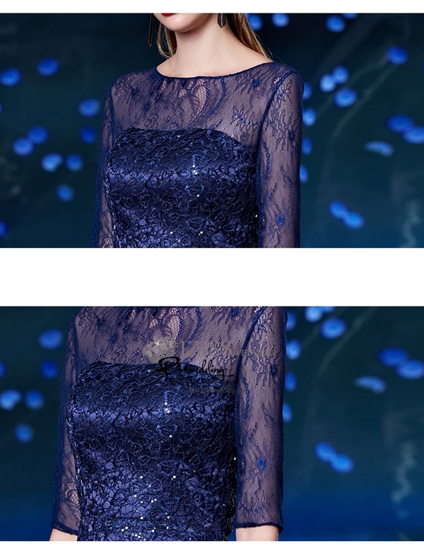 T006**พรีออเดอร์เดรสสีน้ำเงิน**ชุดราตรียาวสีน้ำเงินทั้งชุด แขนสั้น เล่นดีเทลตกแต่งเลื่อมในลูกไม้ ชุดเข้ารูป สวยหรู งานเกรดพรีเมี่ยม ไฮโซมากๆ ค่ะ