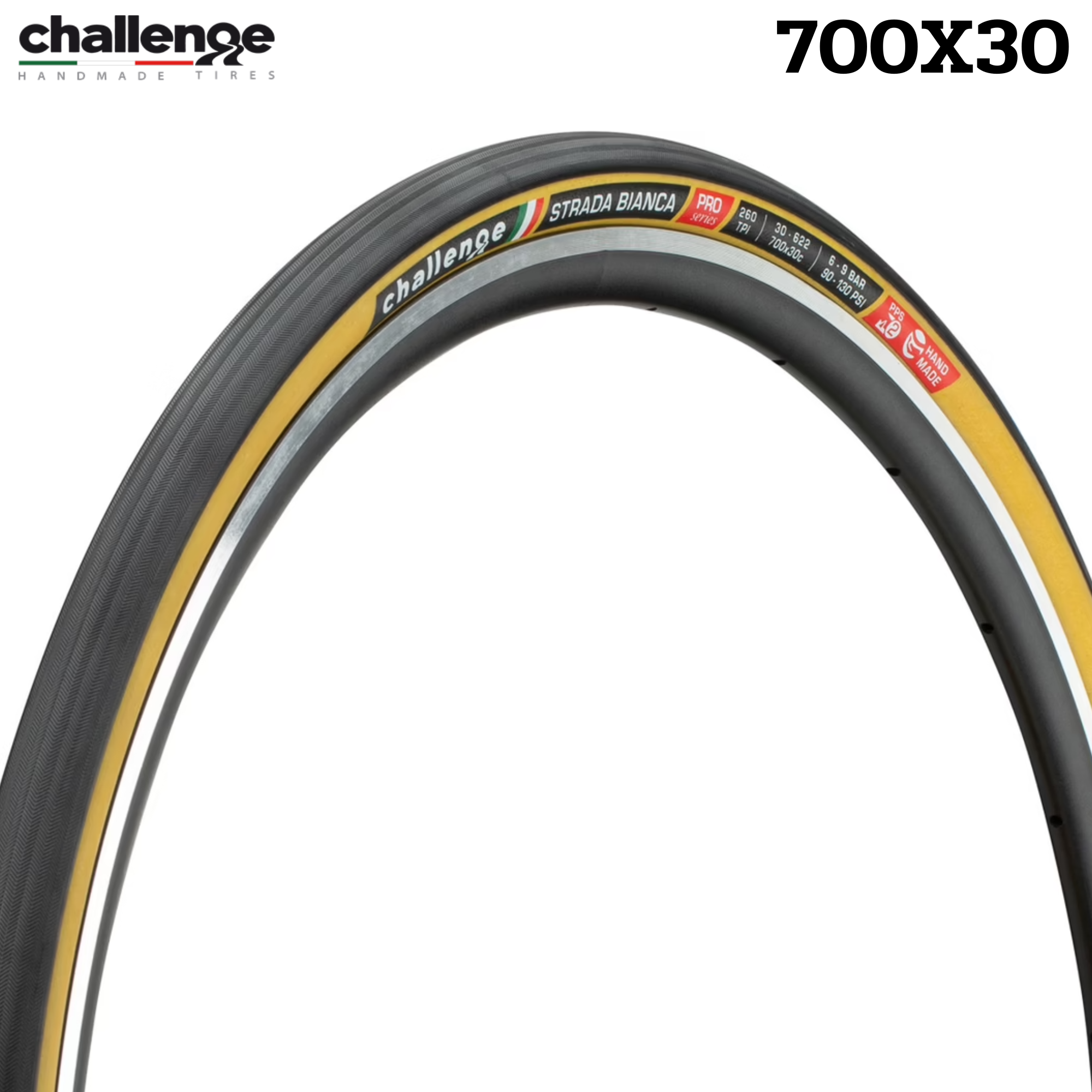 ยางฮาล์ฟ ยางนอกจักรยานเสือหมอบ Challenge Strada Pro 28" Tubular Tyre 700X30