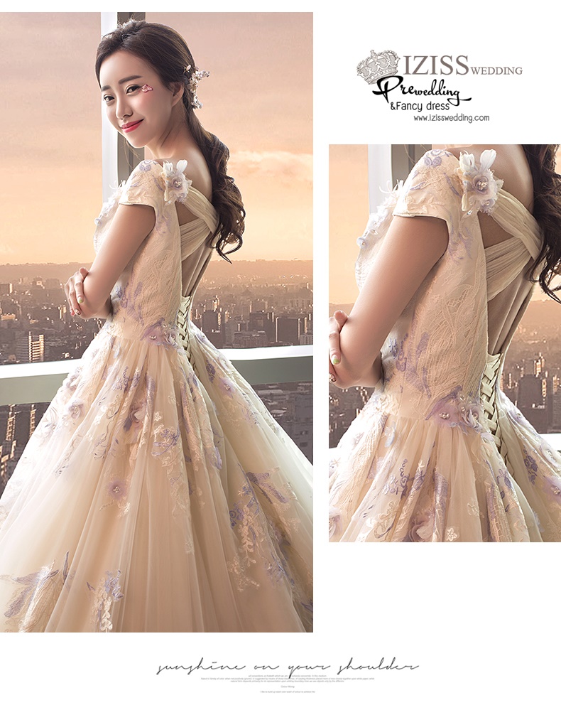 BR339 **พรีออเดอร์**ชุดแต่งงาน&ชุดเจ้าสาวแบบยาวอลังการ สีขาวเกรดพรีเมี่ยม หรูหราน่ารัก สวยโดดเด่นไม่ซ้ำใคร