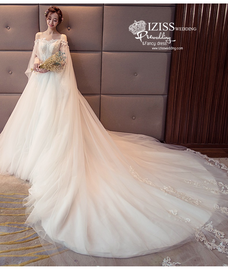 BR340 **พรีออเดอร์**ชุดแต่งงาน&ชุดเจ้าสาวแบบยาวอลังการ สีขาวเกรดพรีเมี่ยม หรูหราน่ารัก สวยโดดเด่นไม่ซ้ำใคร