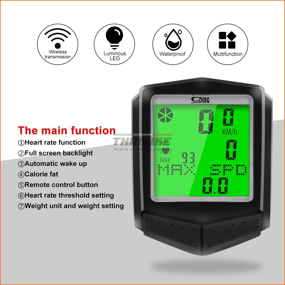 ไมล์จักรยานไร้สาย SUNDING SD-573C มีฮาร์ทเรท