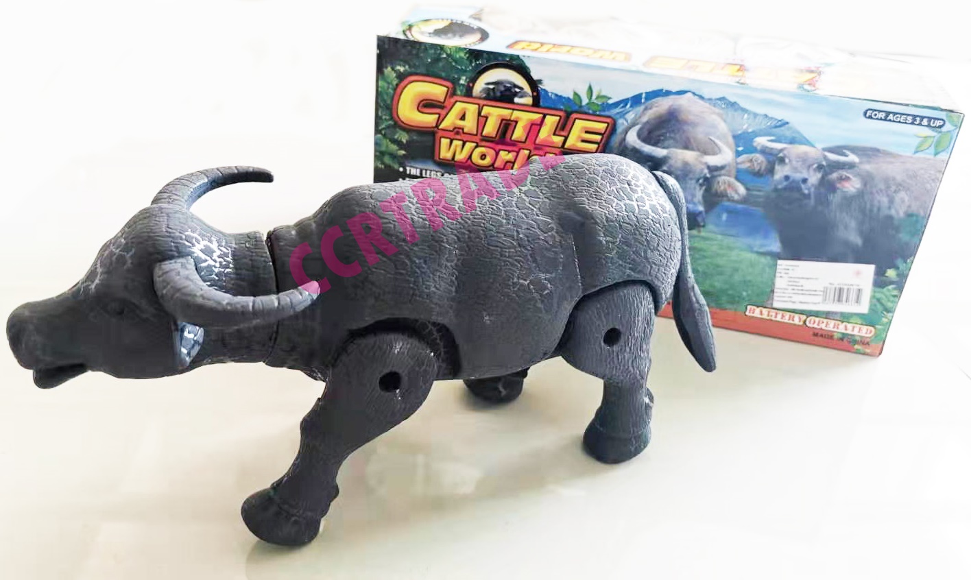 ควายไถนา มีเสียง มีไฟกล่อง 14.5x34 ซม.(1x3)