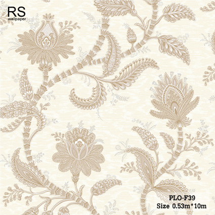 วอลเปเปอร์ ลายดอกไม้ สีครีมอมส้ม PLO-F39