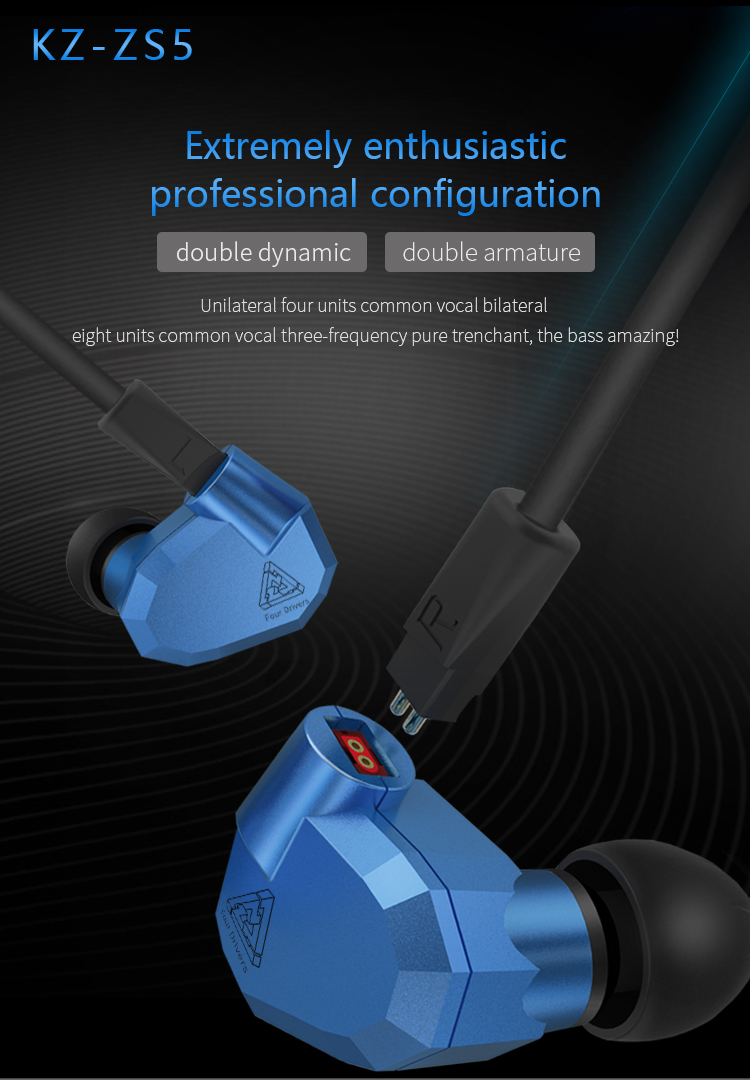 ขาย KZ ZS5 หูฟัง Hybrid 4 ไดร์เวอร์ 2DD+2BA ระดับ Hi-Fi ถอดสายได้