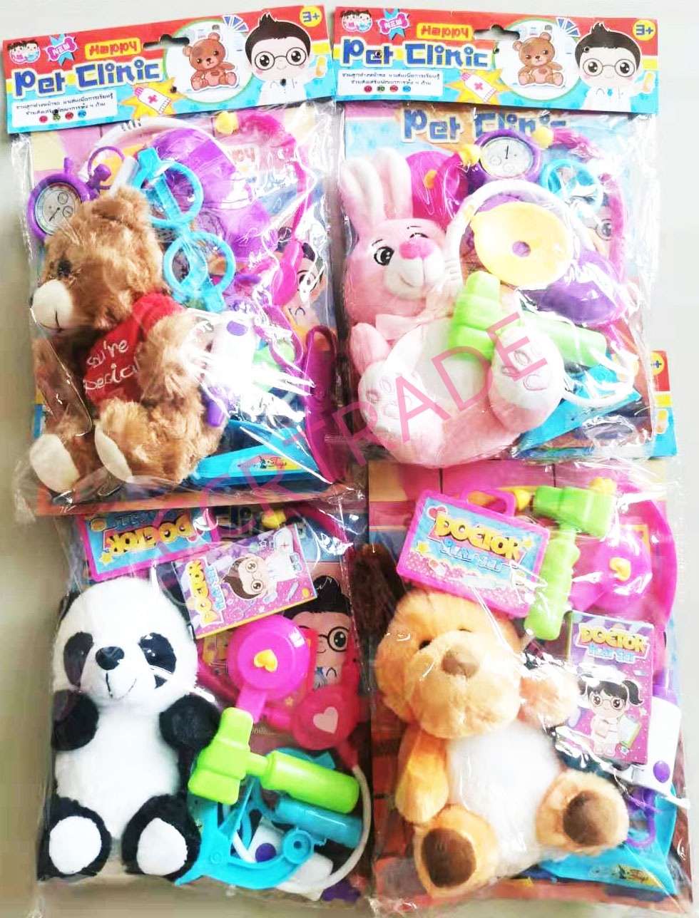 เซ็ทคุณหมอหูฟัง+ตุ๊กตาสัตว์เลี้ยงถุง PVC 22x34 ซม.(1x3)