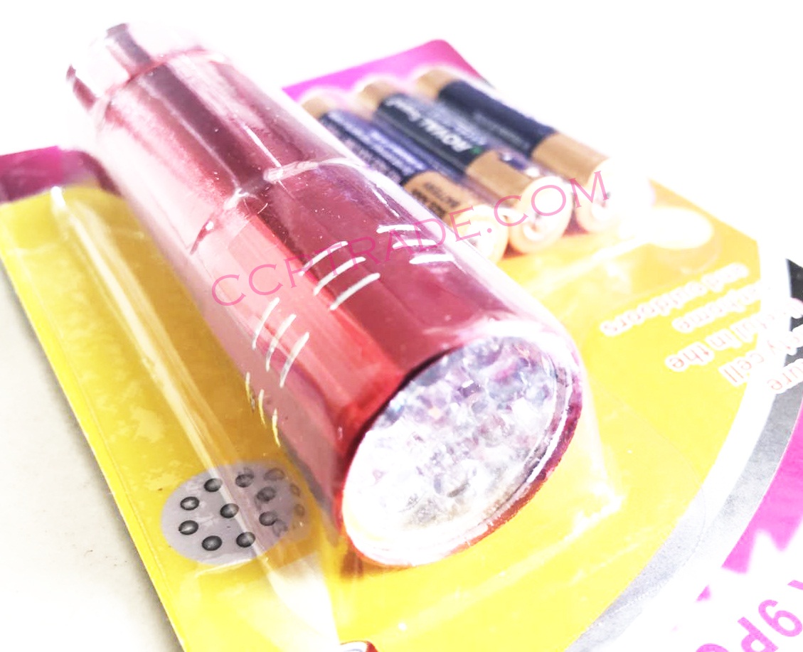 ไฟฉาย LED 9 หัว+ถ่านแผง 14.5 ซม.