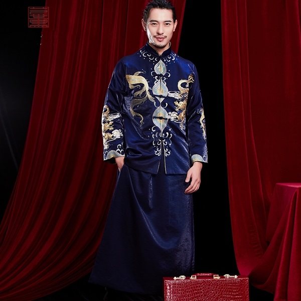 PW621 **พรีออเดอร์ค่ะ**ชุดแฟนซีกี่เพ้าประยุกต์ ชุดคู่ถ่ายพรีเวดดิ้ง ชุดยกน้ำชา ชุดแต่งงานแฟนซี ชุดจีนชายหญิง "ธีมสีแดงน้ำเงิน"