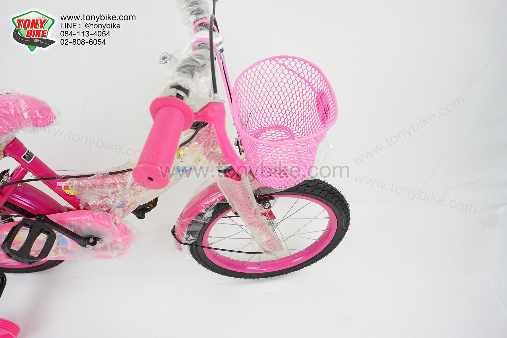 จักรยานเด็ก ล้อ 16 นิ้ว แฮนด์ตรง สีชมพู