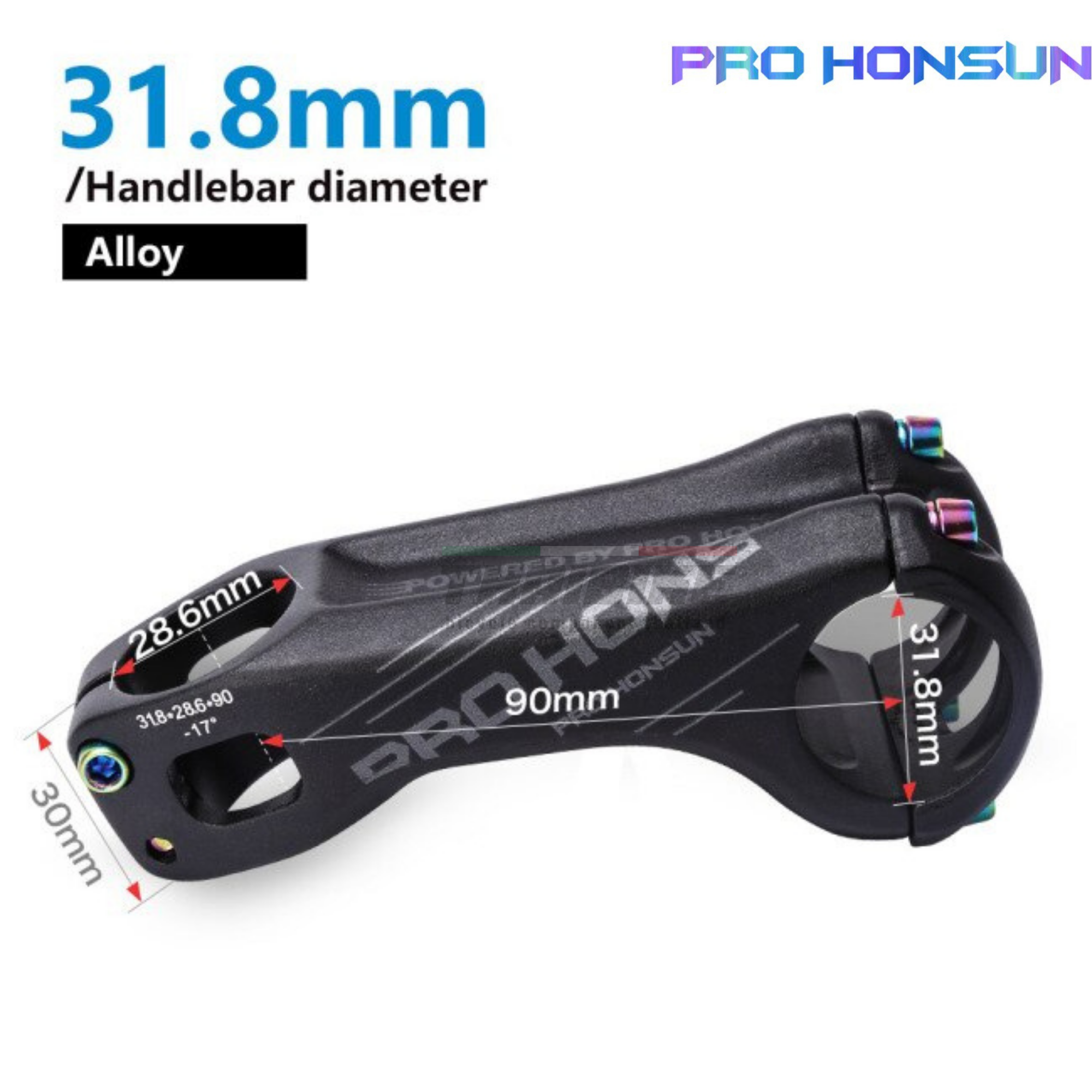 สเต็มจักรยานอลูมิเนียม HONSUN +-17 90MM 70MM PROHONSUN Ultralight