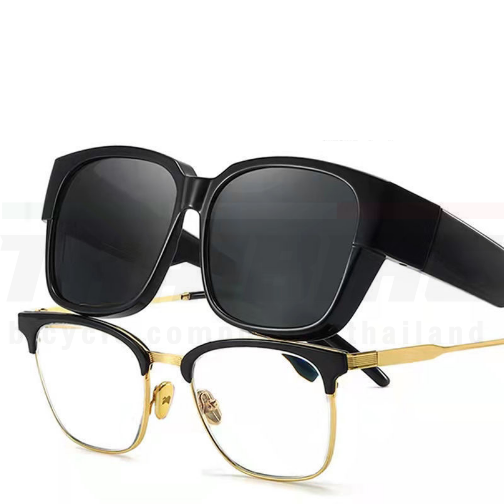 แว่นกันแดดสวมทับแว่นสายตาปั่นจักรยาน สำหรับผู้ชาย/ผู้หญิง ขับขี่-ท่องเที่ยว กลางวัน/กลางคืน UV400