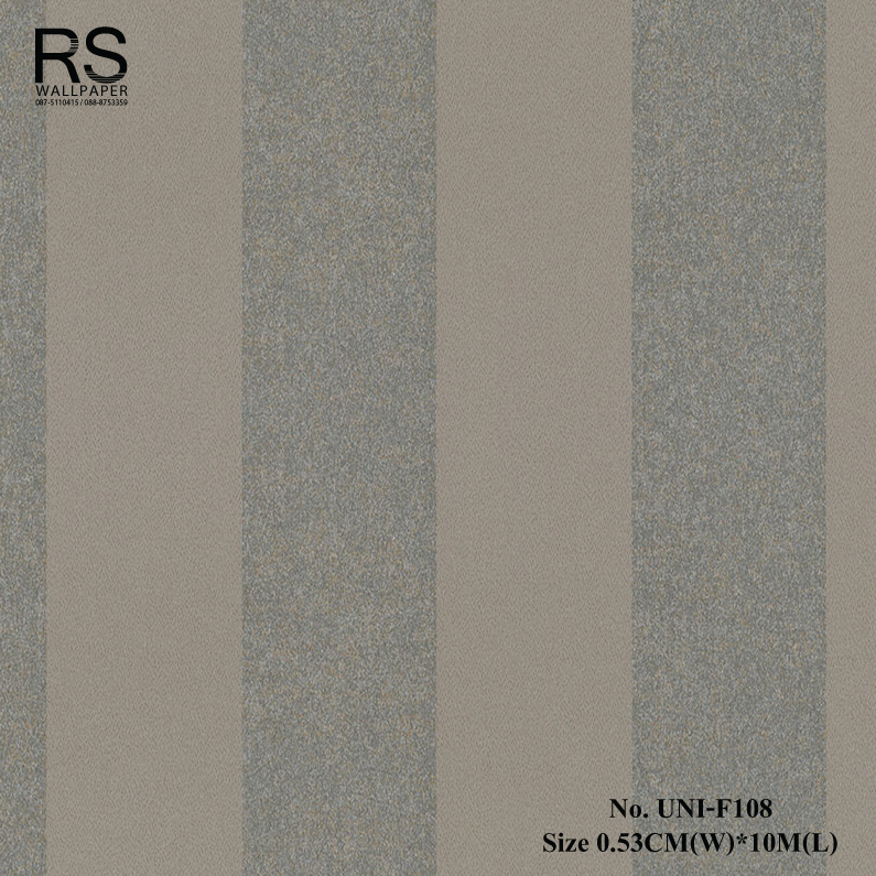 วอลเปเปอร์ติดผนัง ลายทางสีเงินปนทอง สลับสีน้ำตาล No.UNI-F108