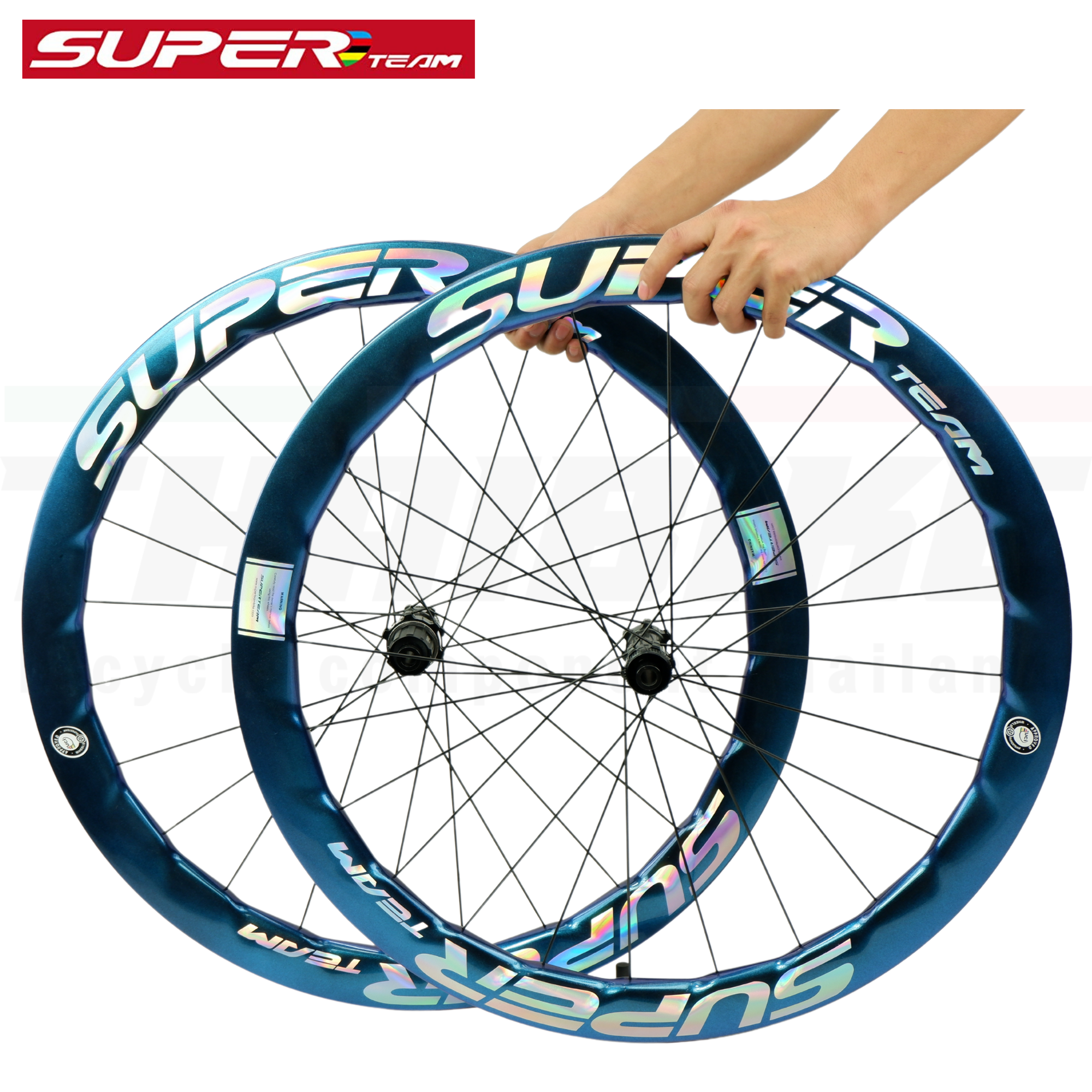 สีพิเศษ ดิสเบรค ล้อจักรยานเสือหมอบคาร์บอน SUPERTEAM CURVE PRO DISK ดิสก์เบรค ขอบ 50/50
