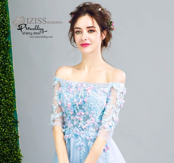 DL007 - **พรีออเดอร์** ชุดราตรี เดรสยาวออกงาน (Night party dresses) ชุดไปงานแต่งงานสวยๆ "ธีมฟ้า"