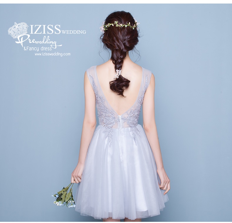DS009 - **Pre order**ชุดราตรีหรู เดรสสั้นออกงาน (short dresses) ชุดไปงานแต่งงานสวยๆ ชุดยกน้ำชา "ธีมสีเทา"