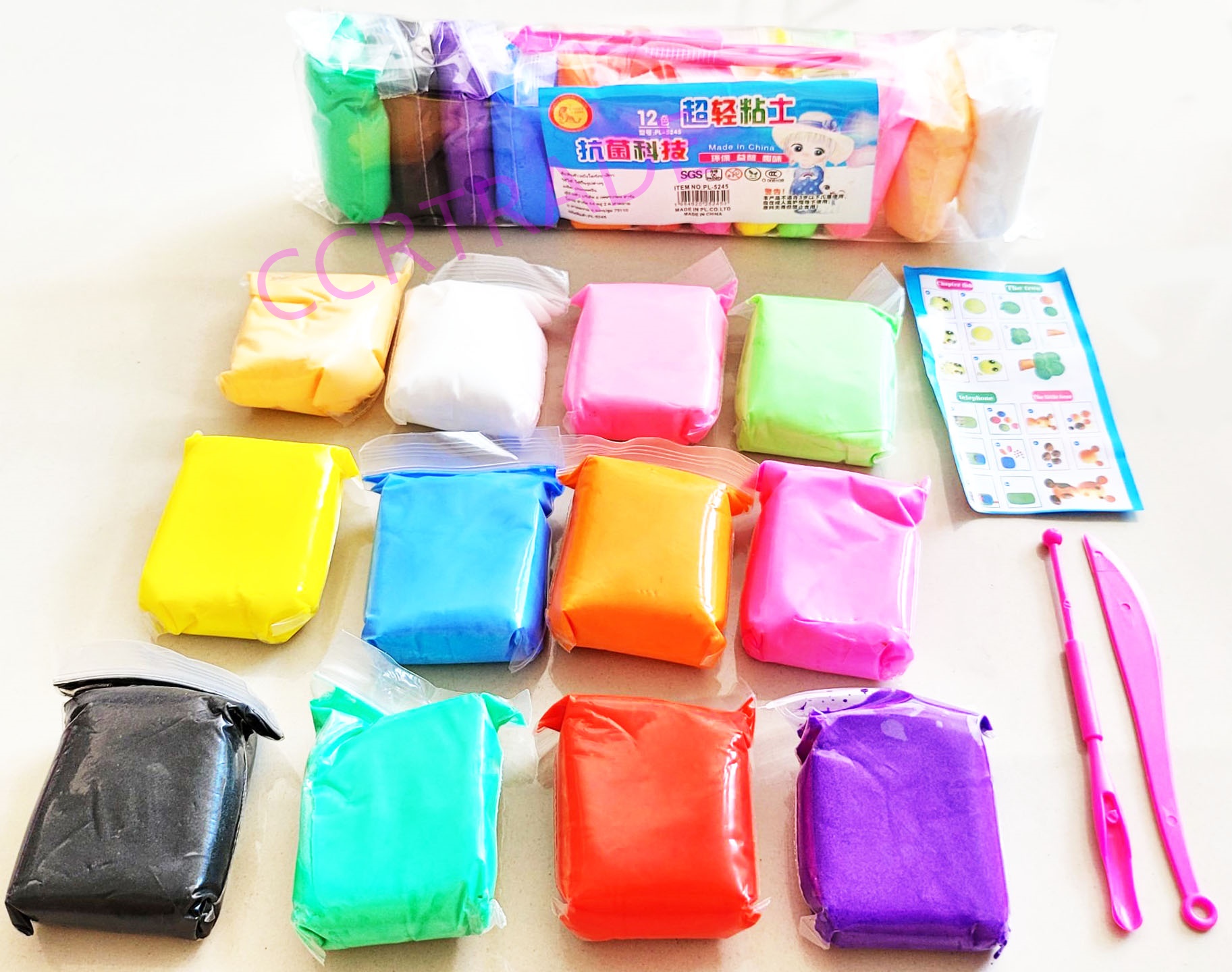 เซ็ทแป้งโด 12 สี+อุปกรณ์ถุง 23 ซม.