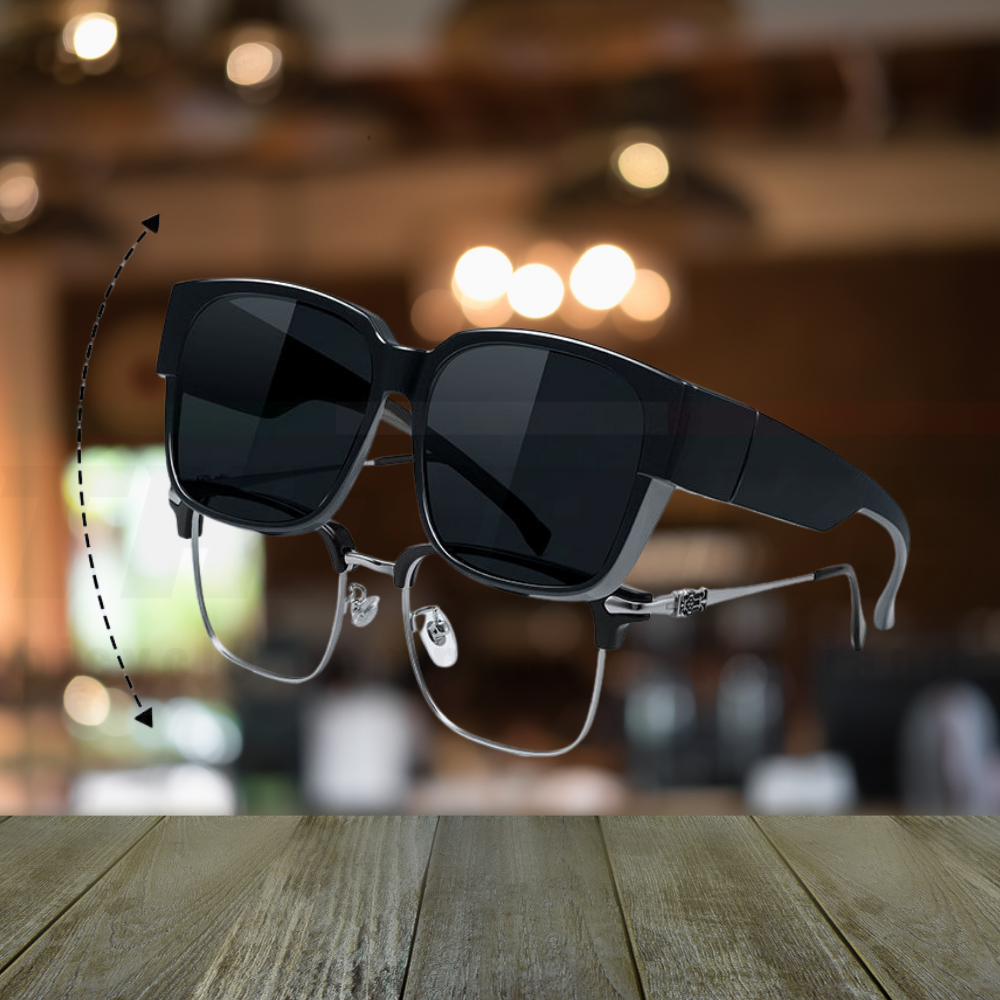 แว่นกันแดดสวมทับแว่นสายตาปั่นจักรยาน สำหรับผู้ชาย/ผู้หญิง ขับขี่-ท่องเที่ยว กลางวัน/กลางคืน UV400