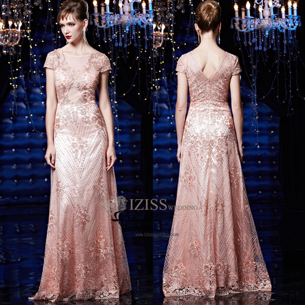 T020**พรีออเดอร์เดรสสีชมพู**ชุดราตรียาวสีชมพูทั้งชุด แขนสั้น เล่นดีเทลตกแต่งเลื่อมทั้งชุด ชุดเข้ารูป สวยหรู งานเกรดพรีเมี่ยม ไฮโซมากๆ ค่ะ