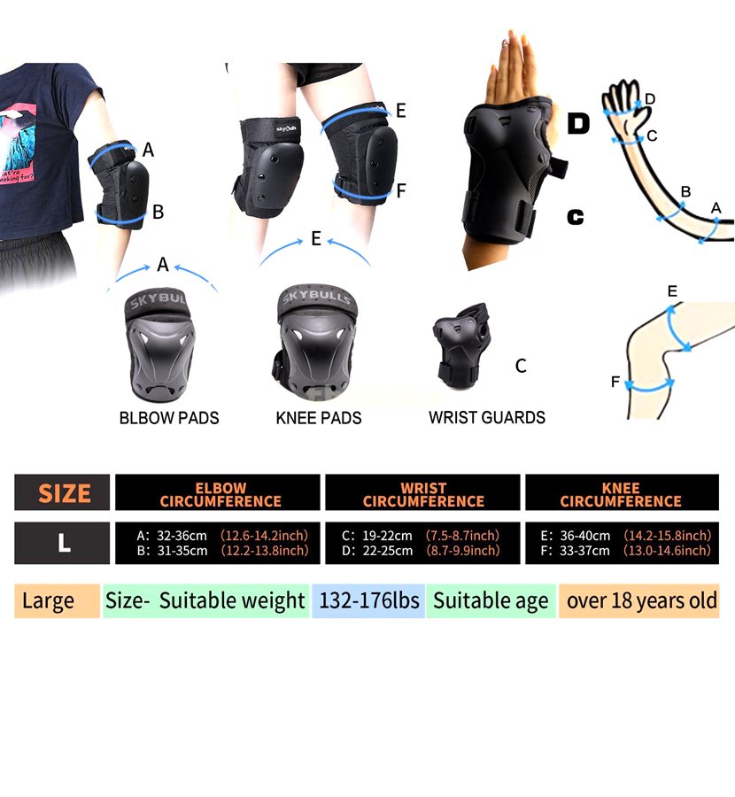 อุปกรณ์ป้องกันเข่า ศอก สำหรับผู้ใหญ่ จักรยาน สเก็ตบอร์ด SURFBOARD ยี่ห้อ SKY BULLS