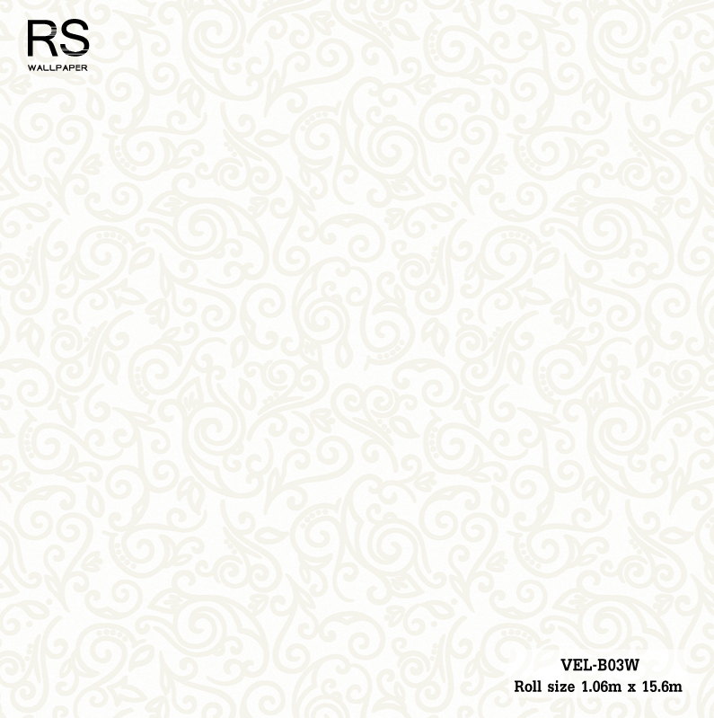 วอลเปเปอร์ ลายคลาสสิค สีขาวครีม VEL-B03W