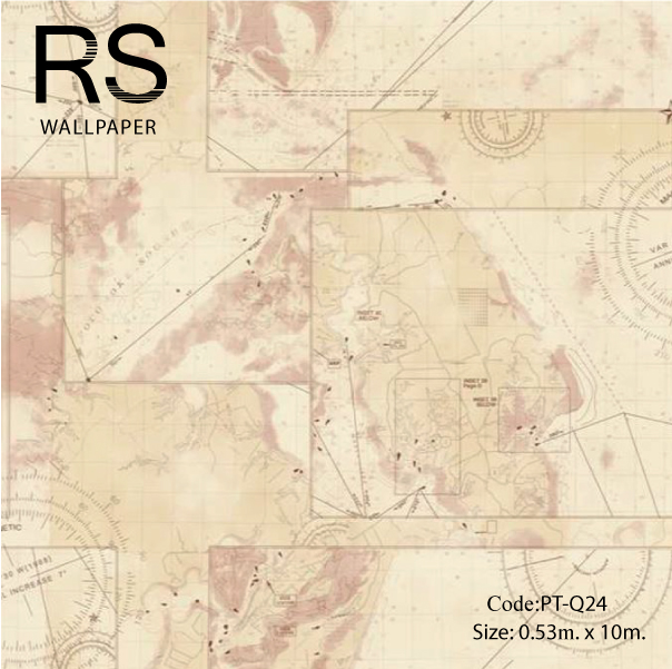 วอลเปเปอร์ลายแผนที่สีเหลือง PT-Q24